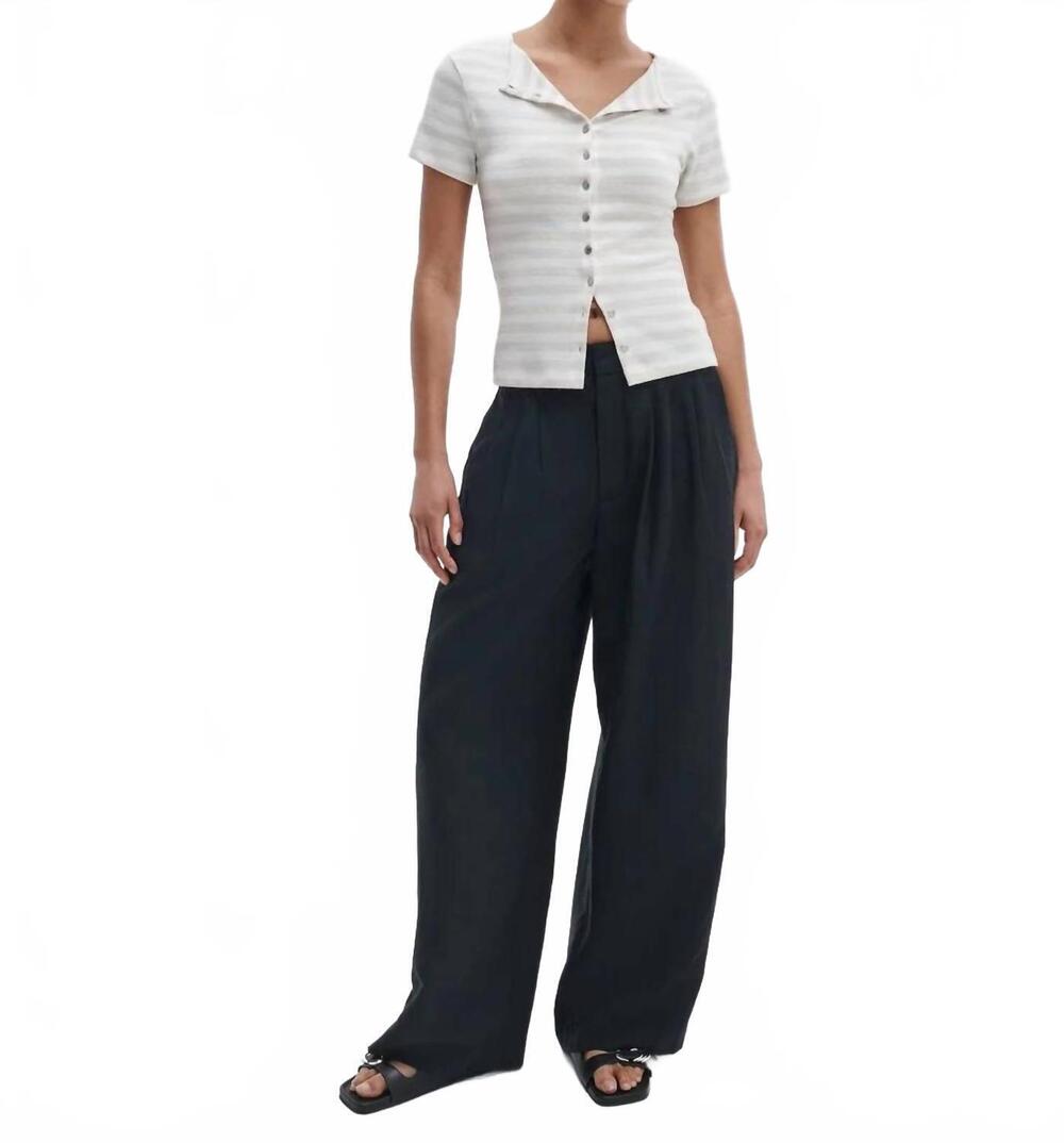 NEW RAG & BONE knit strp button tee in chalk multi
